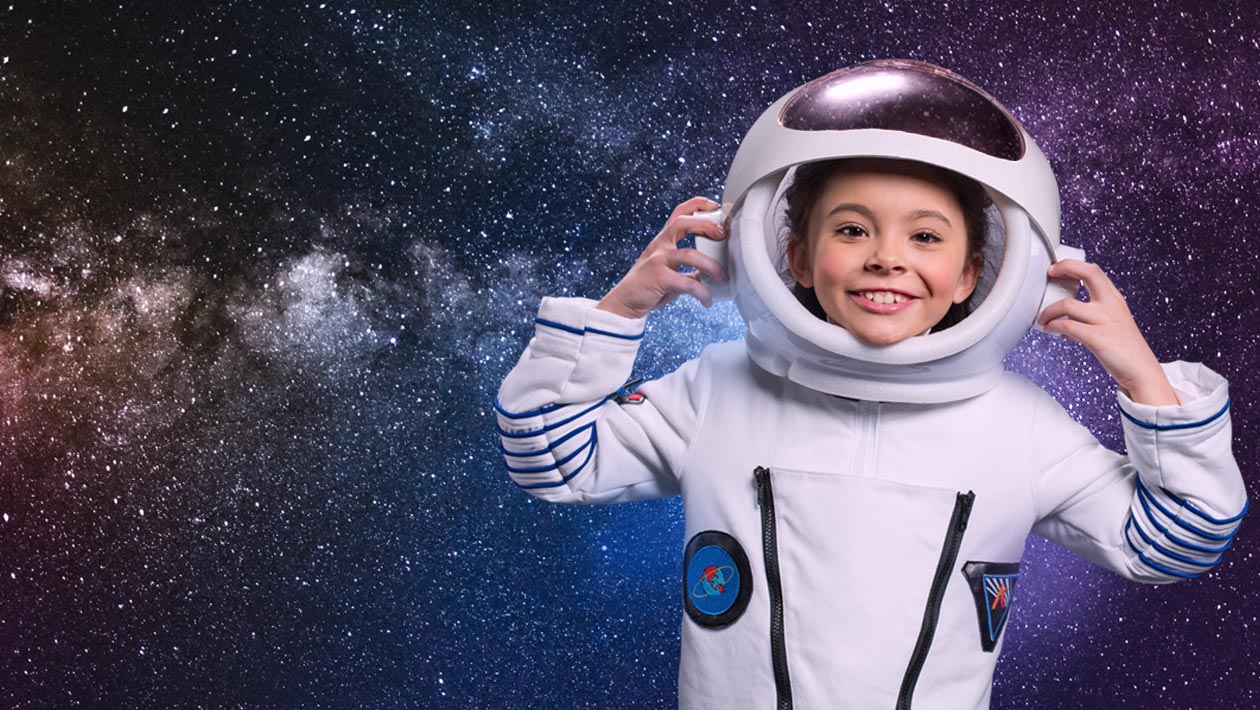 Girl in spacesuite